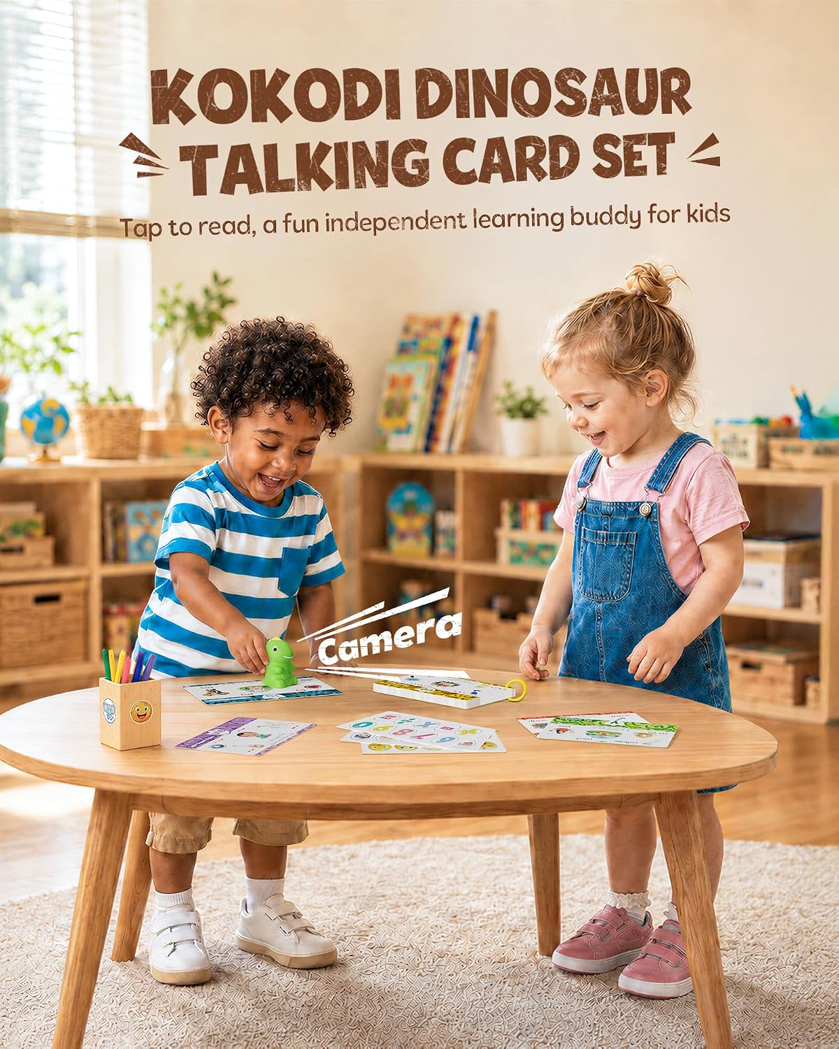 Dinosaur Sound-Enabled Reading Pen (Includes Phonics Cards) — Suitable for Children Aged 3–8