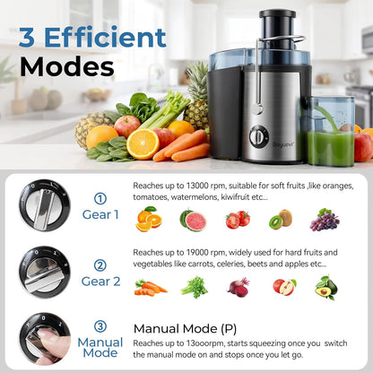 Juicer Machine, 800W Centrifugal Juicer for Whole Fruits and Vegetables,3 Inch Wide Feed Chute, Easy to Clean, Silver