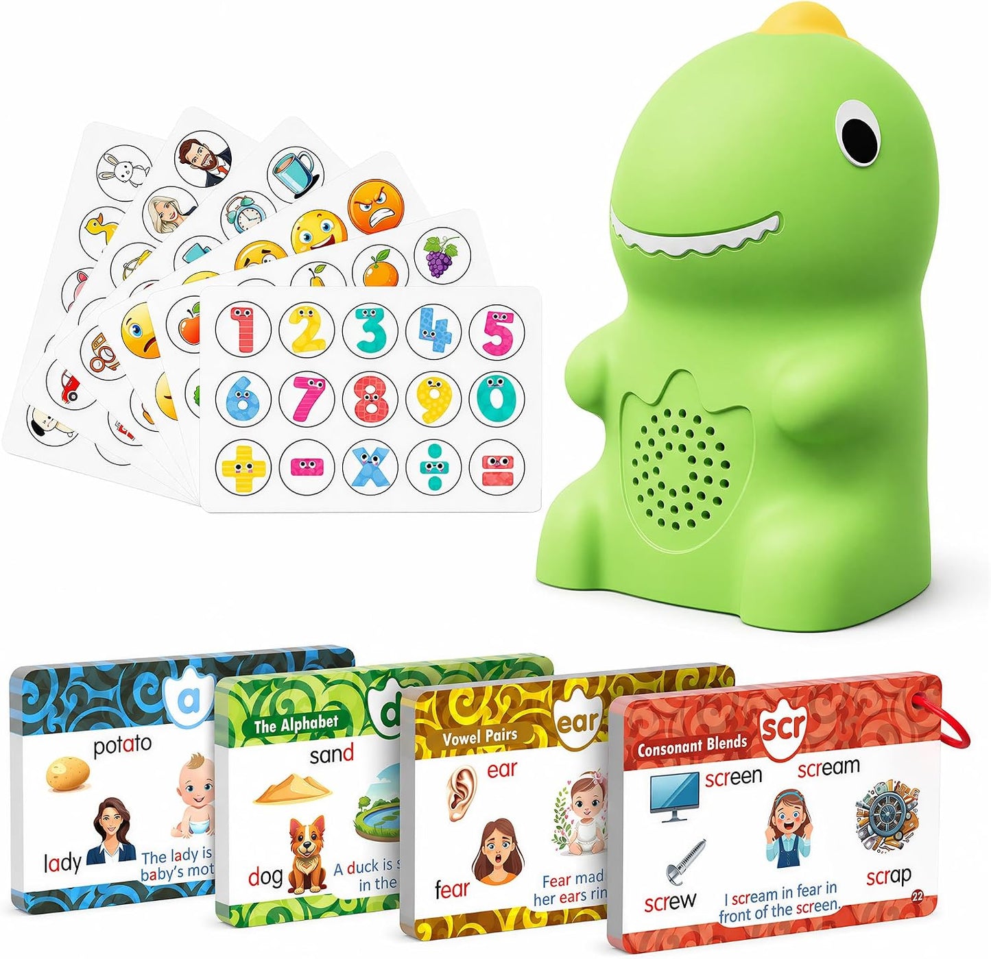 Dinosaur Sound-Enabled Reading Pen (Includes Phonics Cards) — Suitable for Children Aged 3–8