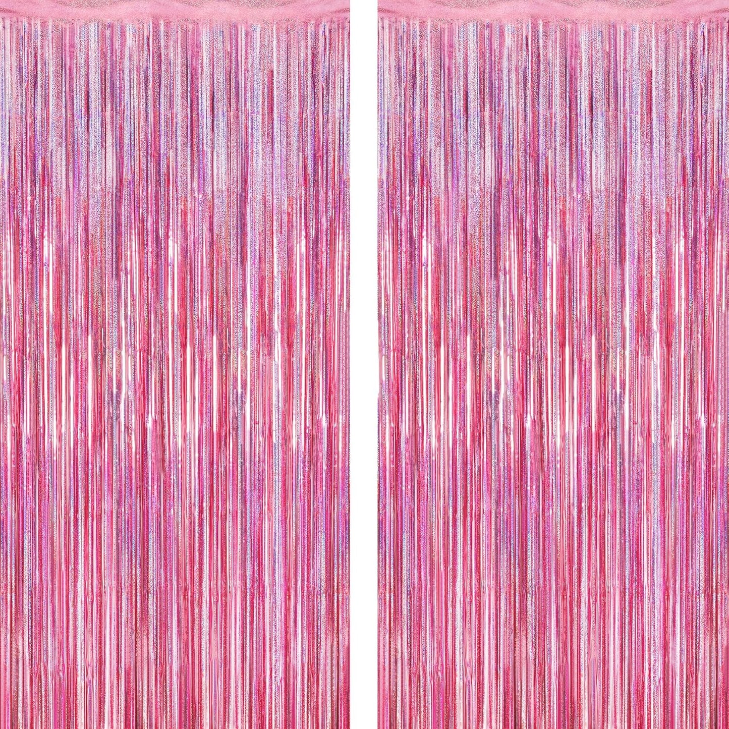 Pink Holographic Foil Fringe Curtain