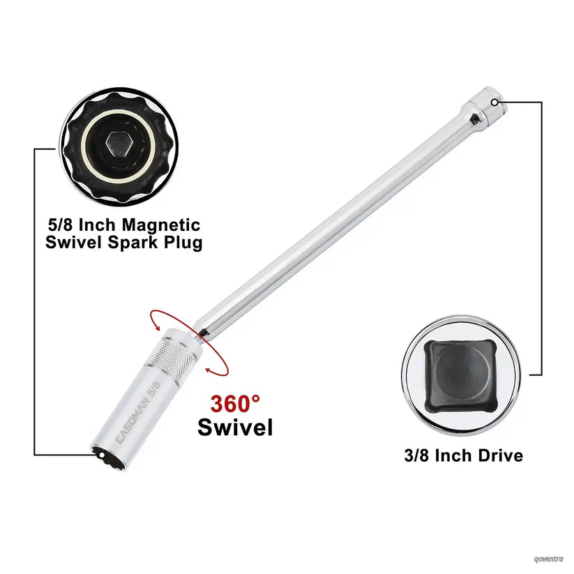 6PCS 3/8-Inch Drive Magnetic Swivel Spark Plug Socket Set